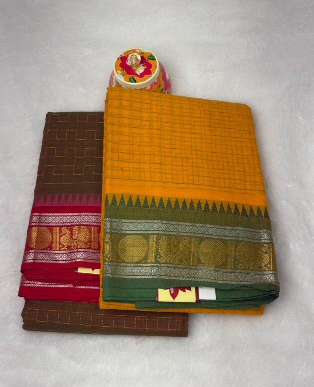 Temple border Kanchi cotton saree