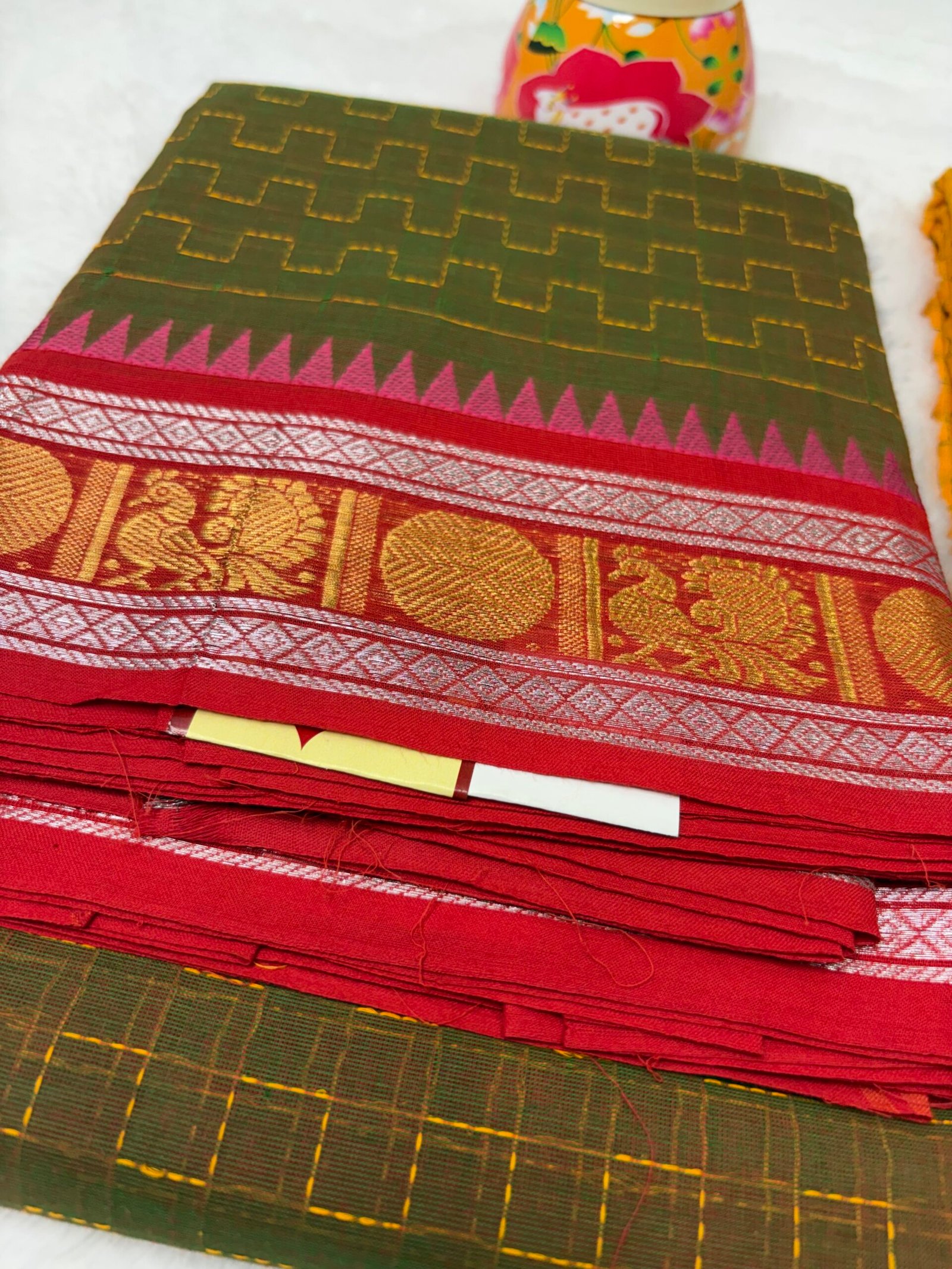 Temple border Kanchi cotton saree - Image 3