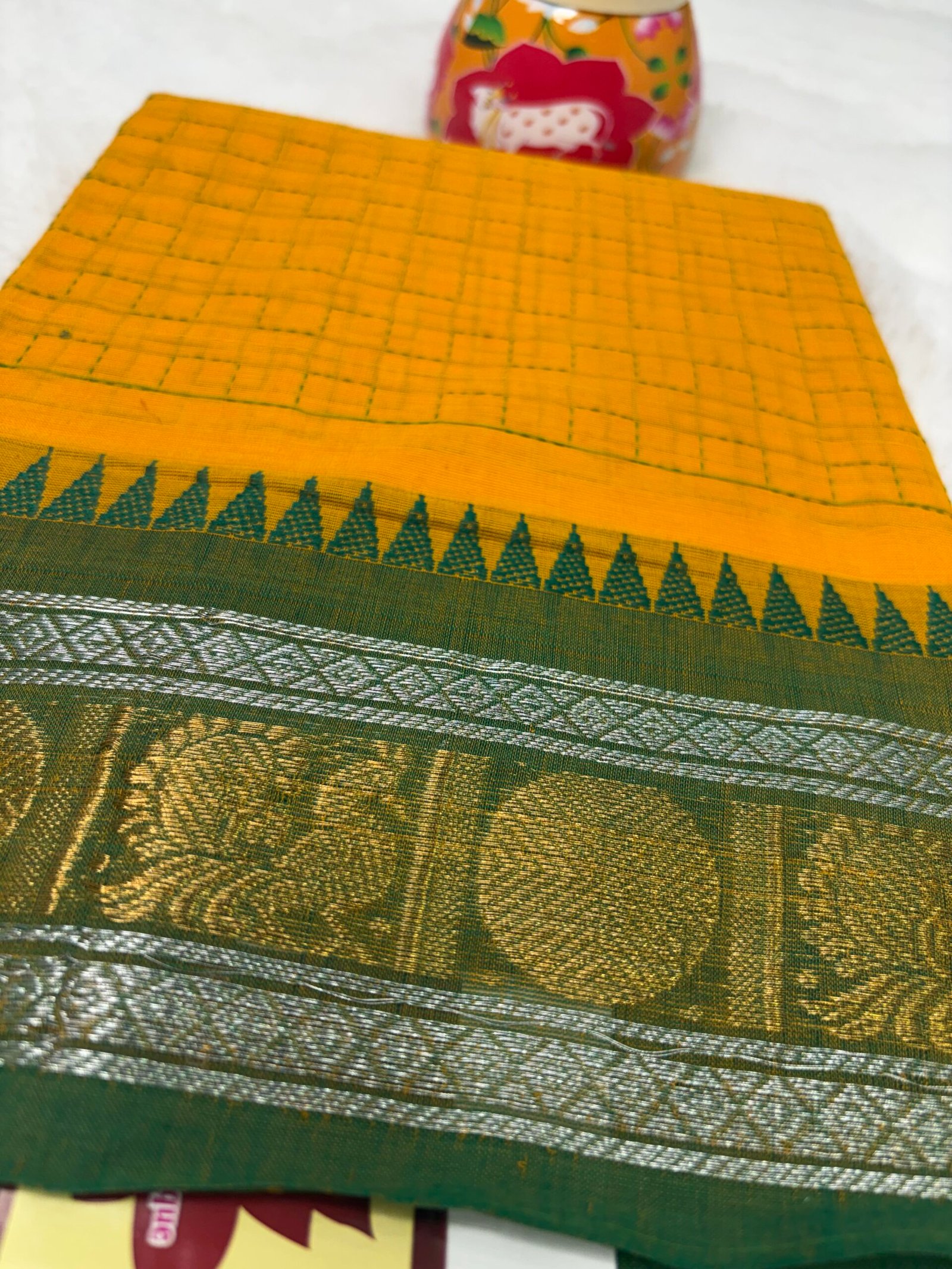 Temple border Kanchi cotton saree - Image 4