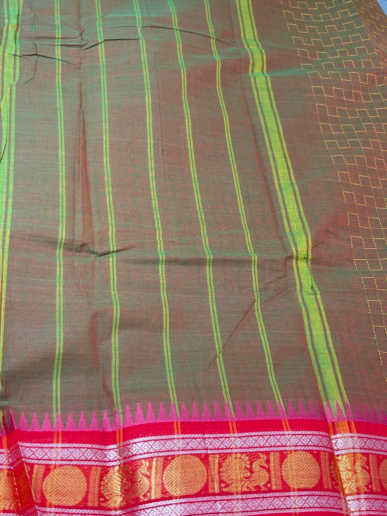 Temple border Kanchi cotton saree - Image 7